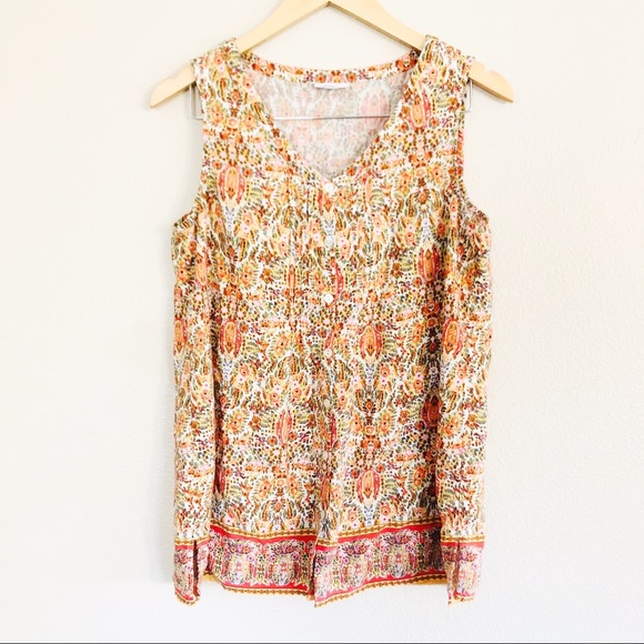 J. Jill Tops J Jill Sleeveless Floral Pintuck Pleat Blouse Poshmark